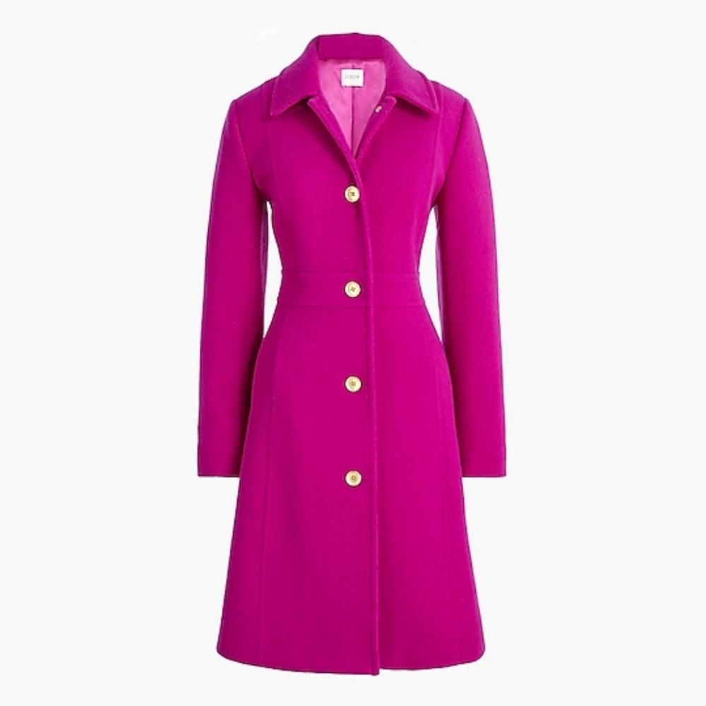 J. Crew Fuchsia Wool Button-Front Coat